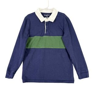 Tommy Bahama Rugby Shirt Boys M 7/8 Colorblock Long Sleeve Twill Collar School